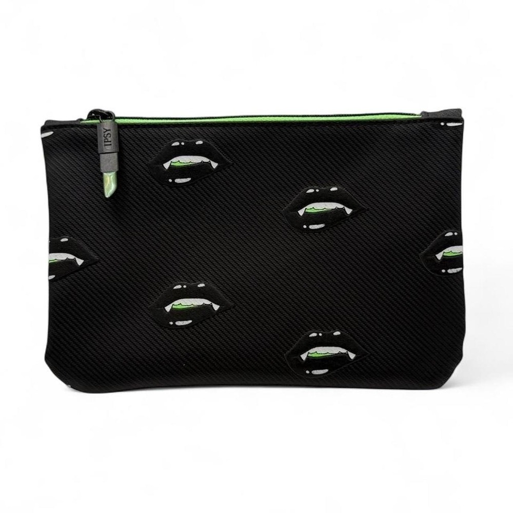 Ipsy October 2021 Vampire Lips Halloween Glam Bag Makeup Pouch Black Neon Green